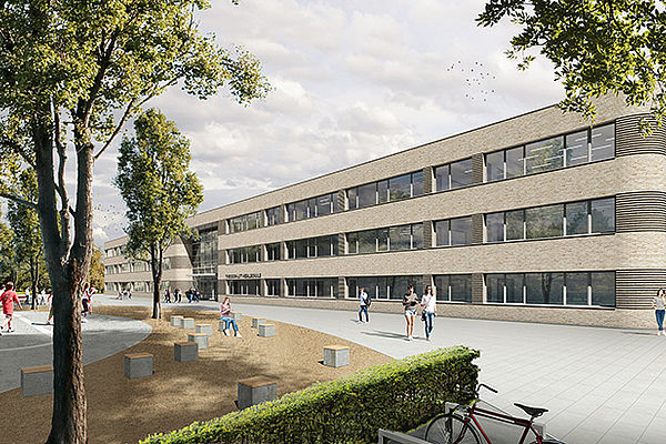 Visualisierung des Neubaus der Theodor-Litt Realschule in Düsseldorf