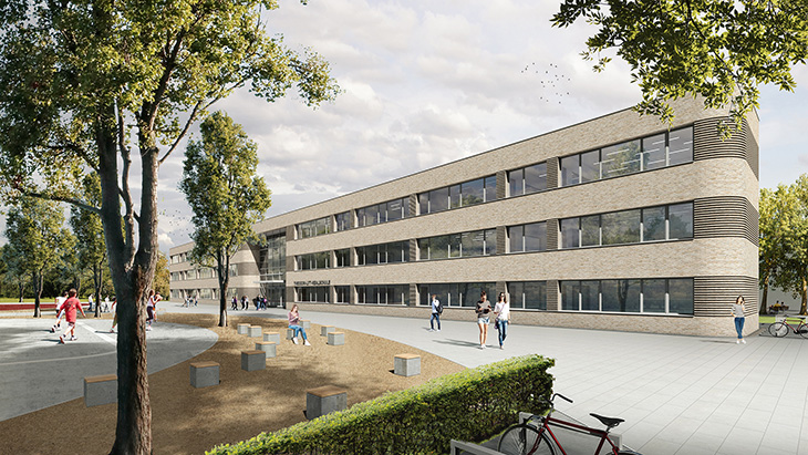 Visualisierung des Neubaus der Theodor-Litt Realschule in Düsseldorf