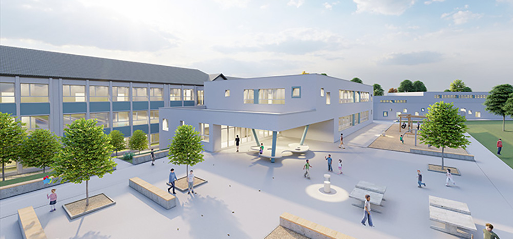 Visualisierung der Sanierung und Erweiterung der Walburgisschule in Werl 